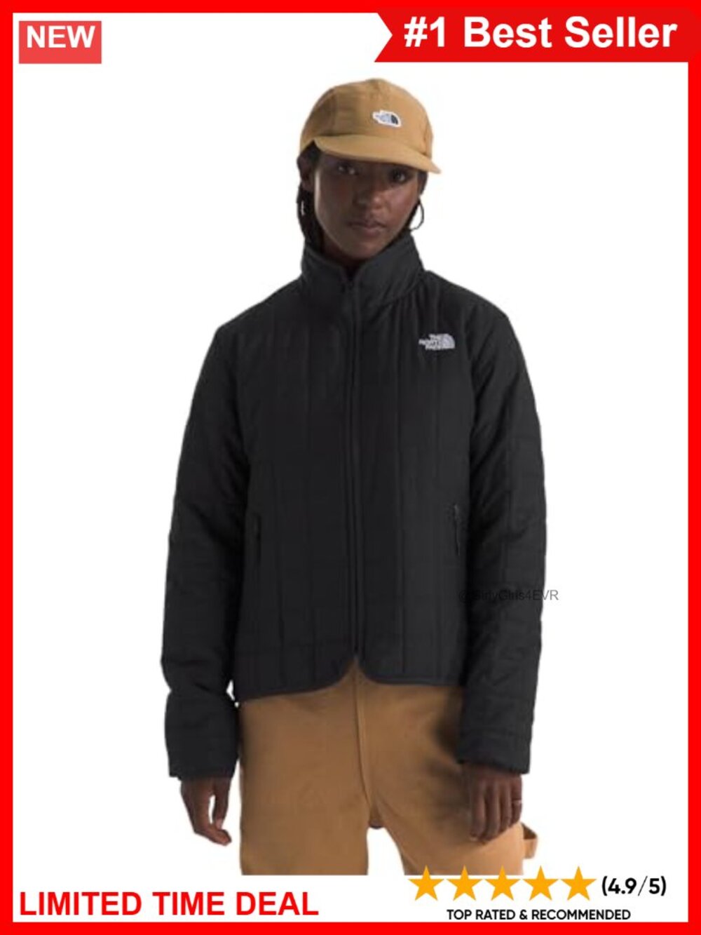 Insulated Water Repellent Winter Coat Quilted Zip Pockets